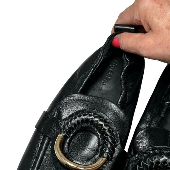 See by Chloe Hana Loafers Black Leather Ring Detail Flat Sz 41, 9.5 NEW $425 - Picture 8 of 10